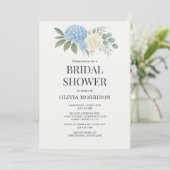 Hydrangea Eukalyptus QR-Code Brautparty Einladung (Stehend Vorderseite)