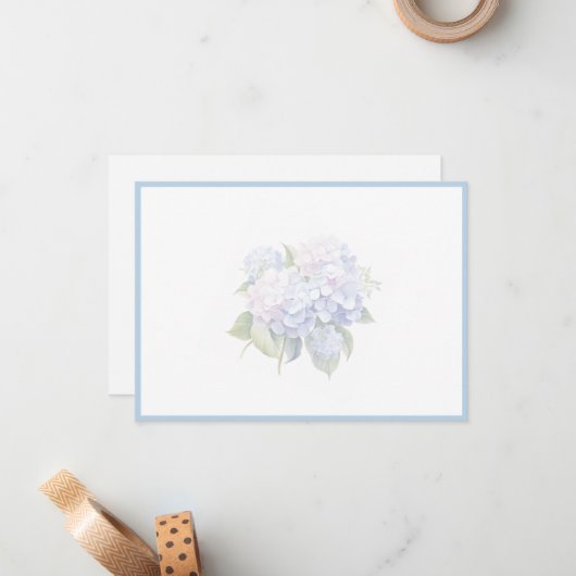 Hydrangea Flat Note Card Mitteilungskarte (Vorderseite/Rückseite Beispiel)