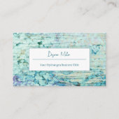 Hydrangea Floral Aquamarin Country Wood Visitenkarte (Vorderseite)