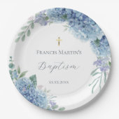 Hydrangea floral  Baptism Pappteller (Vorderseite)