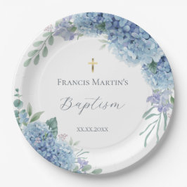 Hydrangea floral Baptism Pappteller