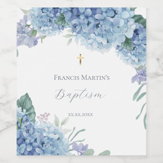 Hydrangea floral  Baptism Weinetikett (Einzelnes Label)
