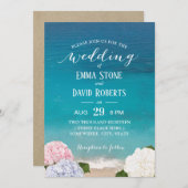 Hydrangea Floral Beach Wedding Party Einladung (Vorne/Hinten)