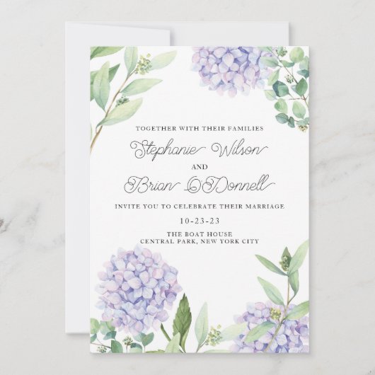 Hydrangea Floral Bouquet Hochzeitseinladung Einladung (Vorderseite)