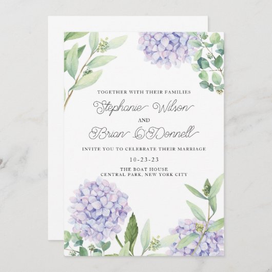 Hydrangea Floral Bouquet Hochzeitseinladung Einladung (Vorne/Hinten)