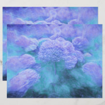 Hydrangea Floral Chic Lila Aquamarin Vintag