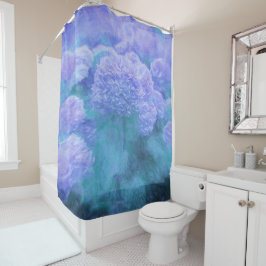 Hydrangea Floral Chic Lila Aquamarin Vintag Duschvorhang