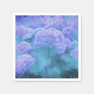 Hydrangea Floral Chic Lila Aquamarin Vintag Serviette