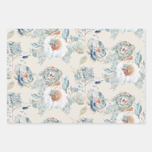 Hydrangea floral geschenkpapier set (Vorderseite)