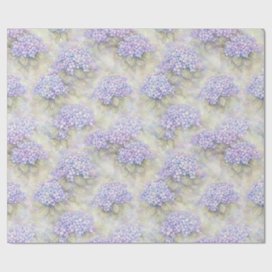 Hydrangea Floral Gift Wrap | Elegant Blue & Lilac Geschenkpapier (Flach)