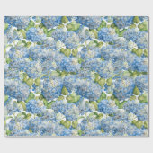 Hydrangea Floral Klassisches Blaues Muster Geschenkpapier (Flach)