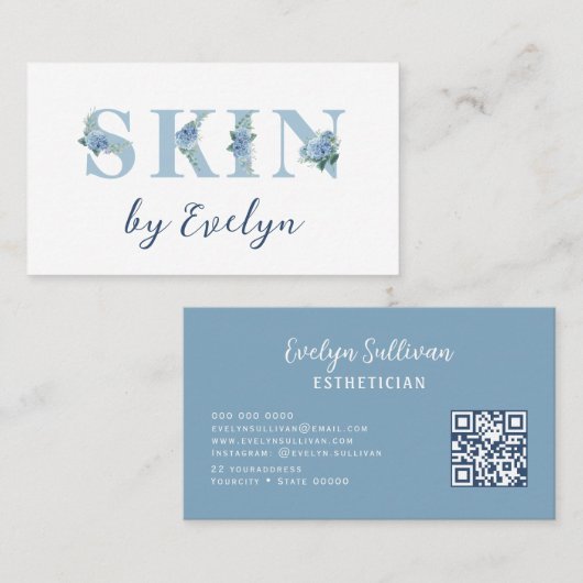 Hydrangea Floral Letters Skin Business Card Visitenkarte (Vorne/Hinten)