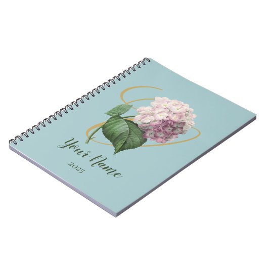 Hydrangea Floral Notebook Notizblock (Linke Seite)