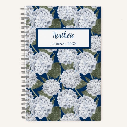Hydrangea Floral Personalized Journal Notebook Notizblock (Vorderseite)