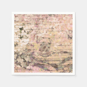 Hydrangea Floral Sepia Tan Bauernhof Vintages Holz Serviette