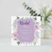 Hydrangea Floral Wasserfarbe Elegantes Brautparty Einladung (Stehend Vorderseite)