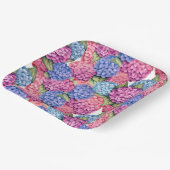 Hydrangea Floral Watercolor Blau Pink Pappteller (Gewinkelt)
