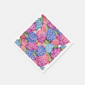 Hydrangea Floral Watercolor Blau Pink Serviette (Ecke)