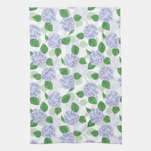 Hydrangea Floral Watercolor Blue Geschirrtuch (Vertikal)