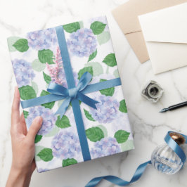 Hydrangea Floral Watercolor Blue Party Geschenkpapier