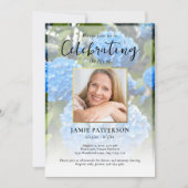 Hydrangea Flower Life Celebration Photo Funeral  Einladung (Vorderseite)