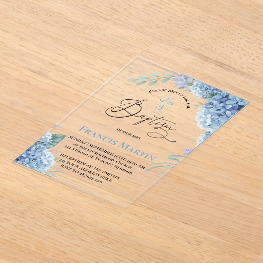 Hydrangea flowers Baptism Acryleinladungen (Ablage )