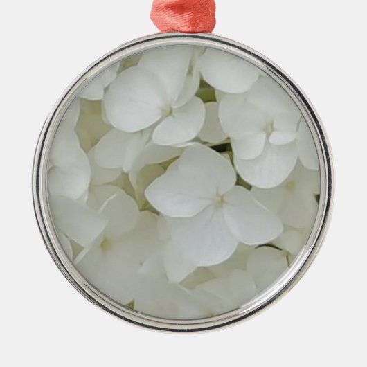 Hydrangea Flowers Floral White Elegant Blossom Silbernes Ornament (Vorne)