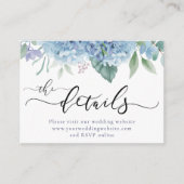 Hydrangea flowers Wedding Website Begleitkarte (Vorderseite)
