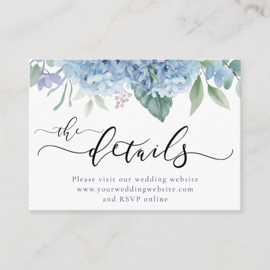 Hydrangea flowers Wedding Website Begleitkarte (Vorderseite)