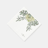 Hydrangea Foliage Monogram Cocktail Napkins Serviette (Ecke)