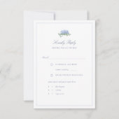 Hydrangea Formal Blue Frame Coastal Wedding Meal RSVP Karte (Vorderseite)