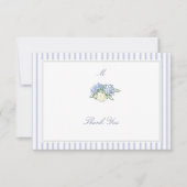 Hydrangea Formal Stripes Coastal Classic Wedding Dankeskarte (Vorderseite)