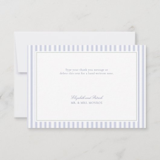 Hydrangea Formal Stripes Coastal Classic Wedding Dankeskarte (Rückseite)