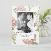 Hydrangea-Foto Hochzeit speichern Sie das Datum Ka Dankeskarte (Stehend Vorderseite)