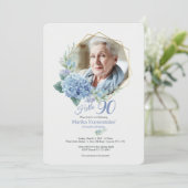 Hydrangea Frame Foto Geburtstagseinladung Einladung (Stehend Vorderseite)
