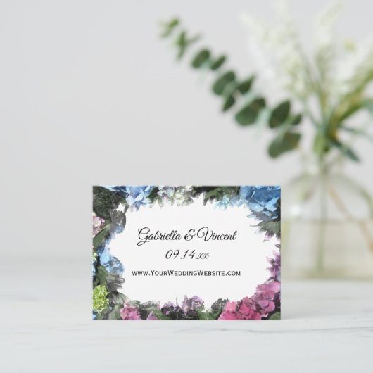 Hydrangea Frame Wedding Website Begleitkarte (Stehend Vorderseite)