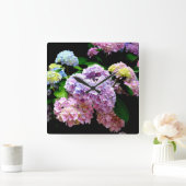 Hydrangea Garden Quadratische Wanduhr (Zuhause)