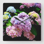 Hydrangea Garden Quadratische Wanduhr (Vorderseite)