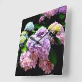 Hydrangea Garden Quadratische Wanduhr (Winkel)