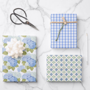 Hydrangea-Garten-Charm 3 Geschenkpapier Set
