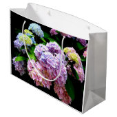 Hydrangea-Garten, rosa, blau, lila Blumen Große Geschenktüte (Rückseite Schrägansicht)