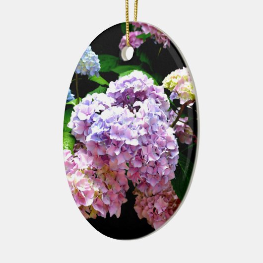 Hydrangea-Garten, rosa, blau, lila Blumen Keramikornament (Links)