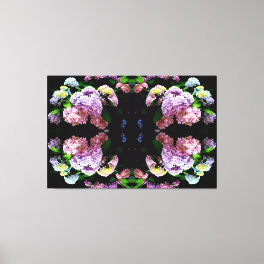 Hydrangea-Garten, rosa, blau, lila Blumen Leinwanddruck (Vorderseite)