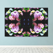 Hydrangea-Garten, rosa, blau, lila Blumen Leinwanddruck (Insitu (Holzboden))