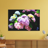 Hydrangea-Garten, rosa, blau, lila Blumen Leinwanddruck (Insitu (Wohnzimmer))