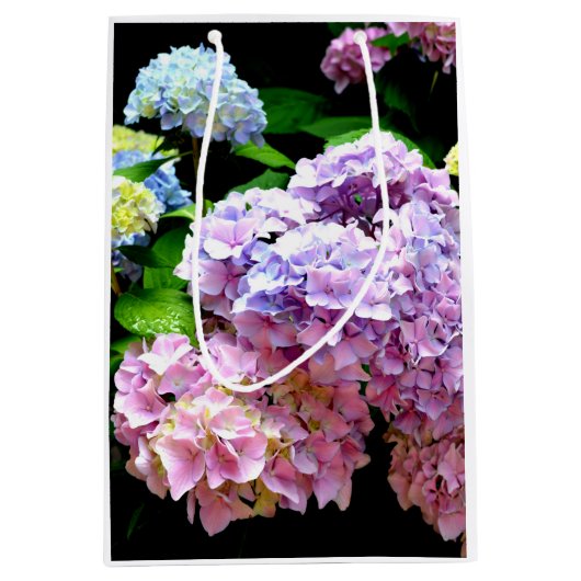 Hydrangea-Garten, rosa, blau, lila Blumen Mittlere Geschenktüte (Vorderseite)
