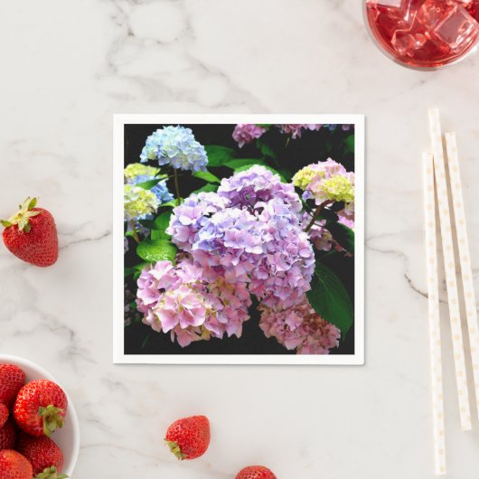 Hydrangea-Garten, rosa, blau, lila Blumen Serviette (Beispiel)