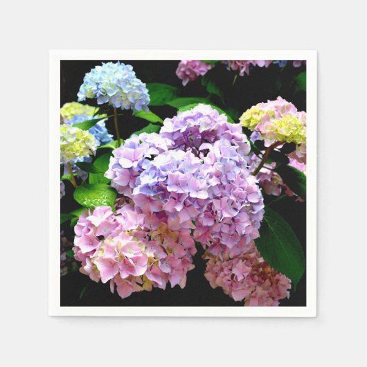 Hydrangea-Garten, rosa, blau, lila Blumen Serviette (Vorderseite)