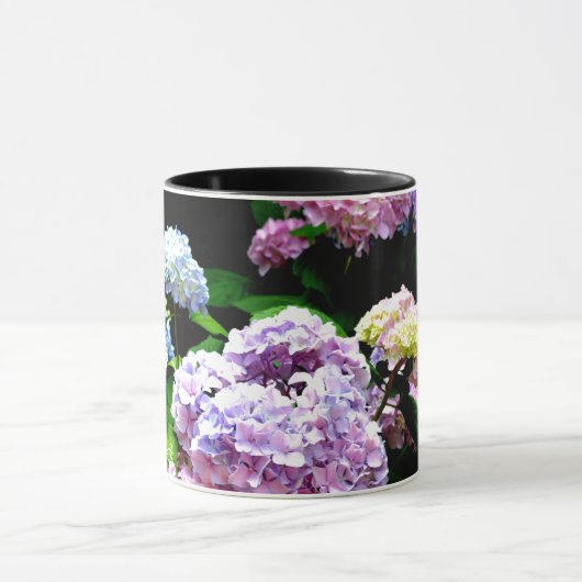 Hydrangea-Garten, rosa, blau, lila Blumen Tasse (Zentrum)