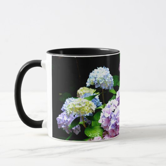 Hydrangea-Garten, rosa, blau, lila Blumen Tasse (Links)
